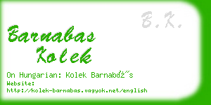 barnabas kolek business card